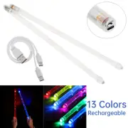 Rechargeable LED Light Up 13 Colors Gradient Glow Drumsticks with Switch GIFT