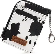 [Montana West] Wrangler Wallets for Women Boho Aztec Card Holder, Black Cow Print, Cow Print