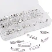 Rustark 120Pcs 3 Sizes Silver Tone Pin Back Clasp Brooch for Badge Crafts, Jewelry Crafting, Sewing Fabric, Making Corsage - Small / Medium / Large