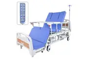 EQUIPMED Electric Medical Bed, w/ Mattress & Over Bed Table, Back and Leg Lifting, Lateral Tilting, Commode Bowl, IV Pole, Home Aged Care or ICU Hospital