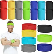 [BCOATH] Men's Elastic Headbands Wrist Bands 7-Piece Set Absorbent Sports Headband for Workout Basketball Fitness