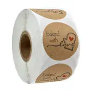 Round Natural Kraft Sticker Seal Labes 500Pcs/wad Hand Made with Love Sticker Paper Scrapbooking Stationery Sticker