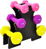 Signature Fitness Set of 2 Neoprene Dumbbell Hand Weights, Anti-Slip, Anti-roll, Hex Shape Colorful, Pairs or Sets