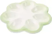 Green Porcelain Deviled Egg Plate - 6.875" D
