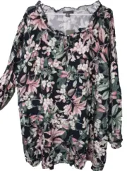 AUTOGRAPH - floral viscose pintuck shoulders -relaxed tunic - size 20 nwts #1282