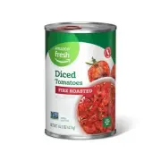, Fire Roasted Diced Canned Tomatoes, 14.5 Oz (Previously Happy Belly, Packag...