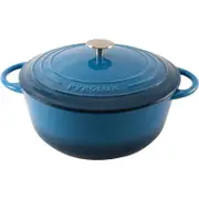 Pyrolux Pyrochef 20cm/2L Cast Iron Round Casserole w/ Lid Ocean Blue