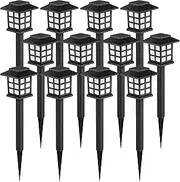 GIGALUMI Solar Pathway Lights Outdoor, 12 Pack Solar Lights Outdoor,Solar Garden Lights,Solar Walkway Lights for Garden, Landscape, Path, Yard, Patio, Driveway