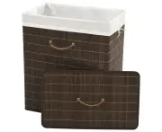 Modern Bamboo Laundry Basket Washing Clothes Hamper Storage Box Organiser Brown