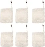 Amagogo 6x Soap Bag Mesh Foaming Net Soap Saver Bags, Mesh Foaming Net for Exfoliating Bathroom Bathing Body Face Cleaning, Brown Bead