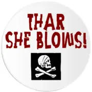 Thar She Blows Pirate - 3 Pack Circle Stickers 3 Inch - Skull Crossbones