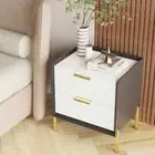 Modern Bedside Table with Drawers White Storage Nightstand End Tabler Bedroom