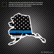 Distressed Thin Blue Line Alaska State Shaped Subdued US Flag Sticker police AK