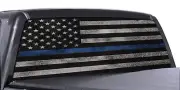 Blue Thin Line American Flag Perforated Vinyl Decal Truck Rear Window Sticker