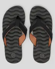 [Kustom] Kustom Men's Hummer Flip Flops Slippers in Black/Tan Size 8 8 Black/Tan