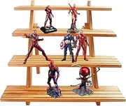 NAJMECHOY Retail Display Riser Earring & Ring Holder Brown Wood Stand Storage Shelf Rack Jewelry Rack Desktop Display Cup Rack Simple Frame (4-Tier)