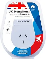Jackson AUS - UK & HK USB-A Travel Adapter, White