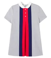 [Gucci Kids] Gucci Kids Web Stripe cotton jersey dress Y 4 grey
