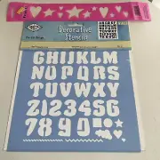 VTG Decorative Stencils Lot 2: Bold Alphabet Letters 1", Plaid Hearts & Stars