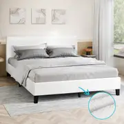 ALFORDSON Bed Frame King Mattress Base Wooden Platform Boucle Fabric White