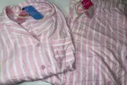 NWT PETER ALEXANDER LADIES PINK STRIPE FLANNEL PYJAMA SET SIZE 3+ / AU 24 - 26