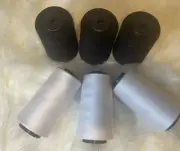 6Pcs 6000 Yards Quality Overlocking Sewing Machine Polyester Thread Cone
