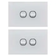 2PK Doss ASW1 115mm Acrylic Wall Plate 2 Gang Light Power Switch 2 Way On/Off WH