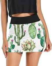 [Joisal] Spring Flowers Skorts with Pockets High Waisted Womens Golf Skirts, Summer Skirt