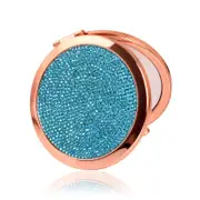Nevenka Rhinestone Magnifying Compact Makeup Mirror 2X/1X Mirror-Sky Blue