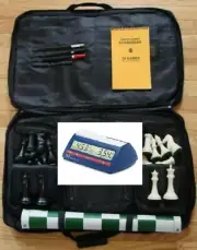 4" Heavy Chess Pieces Board Large Bag Digital Clock DGT North Set