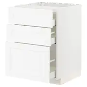 METOD / MAXIMERA base cab f hob/3 fronts/3 drawers, white Enköping/white wood effect, 60x60x80 cm