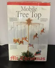 Mr. Christmas floating animated spinning Christmas tree top topper reindeer￼ HTF