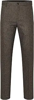 [SELECTED HOMME] Men's Slhslim-ISAC Brown Struc TRS B Noos Cloth Pants