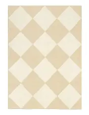 [Miss Amara] Doutzen Checkered Washable Rug in Beige/Cream