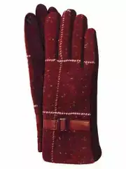 G&S Womens Burgundy Belted Speckle Stretch Fit Button Text & Tech Smart Gloves