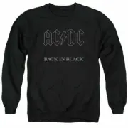 AC/DC Back in Black Crewneck Sweatshirt Licensed Rock N Roll Music Band Black