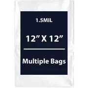 1.5Mil 12" X 12" | LDPE Clear Flat Poly Bags, Flexible & Durable | Multiple Bags