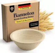 9" Round Wood Pulp Banneton Bread Proofing Basket – 1.5LB Brotform, Grooved P...