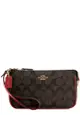 Coach Nolita 19 Wristlet/ Top Handle/ Clutch Bag In Signature Canvas in Brown/ 1941 Red C3308