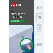 Avery Tamper Proof Labels 50mm 4 Sheets