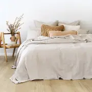 Bambury Linen Quilt Cover Set Pebble Soft Woven Home Decor Bedding