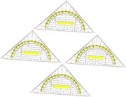 Happyyami School Office Drafting Tool 4pcs Triangle Ruler Handle Plastic Geometry Ruler Set for Students Teachers