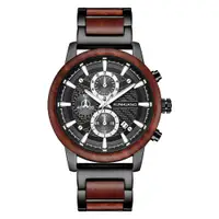 在飛比找蝦皮商城精選優惠-運動男士手錶木頭套裝quartz watch日曆多功能時尚手
