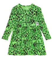 [Mini Rodini] Mini Rodini Leopard-print cotton jersey dress Y 2/3 green