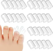Abeillo 30Pcs Silicone Toe Protectors, Gel Anti-Friction Toe Protector Breathable Toe Caps Guards for Men Women, Soft Clear Little Toe Covers Silicone Toe Sleeves for Corns, Blisters and Pain Relief