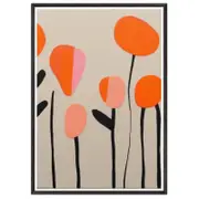 Galrie Vibrant Modern Floral Abstract Art Print Bright Blossoms for Home Decor, Black Frame, A3 30 x 42cm (12 x 16inch)