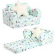 Toddler Couch 2-in-1 Toddler Soft Couch Fold Out with Star Pillow Convertible...