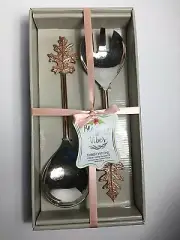Cambridge Silversmiths Thirstystone Oak Leaf Salad Servers NIB
