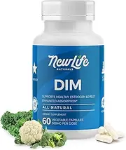 NewLife Naturals Diindolylmethane DIM Supplement: 300mg DIM Plus BioPerine Estrogen Metabolism Supplements - Hormone Balance for Women and Men, Menopause Support, PCOS and Acne Treatment - 60 Capsules