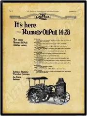 1917 Rumely Oil Pull Tractors New Metal Sign: LARGE SIZE 12 X 16 Free Shipping